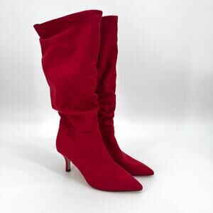 Charles by Charles David Womens 8.5 Red Adelphi Knee High Boots Slouch Heeled